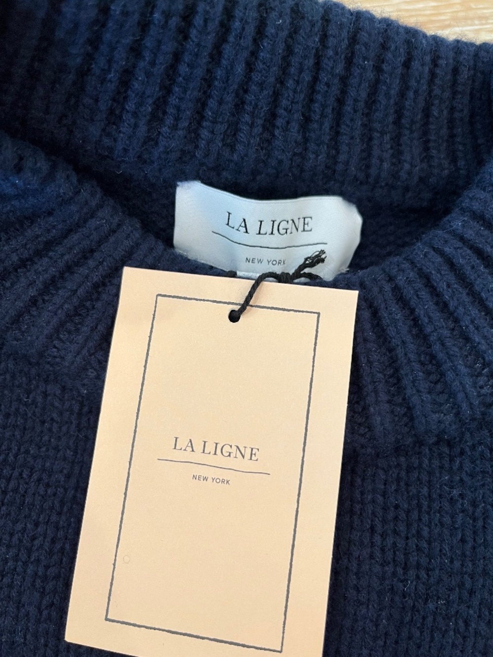 NWT La Ligne Solid Marin Cashmere Sweater in Navy Blue Size Small - Picture 7 of 8